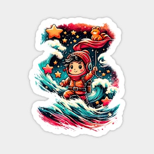 Cute Design Stellar Surfing Boy Magnet