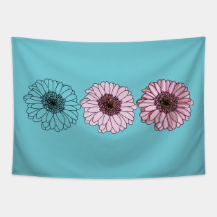 Three Gerberas Floral Drawing Tapestry