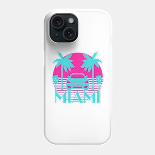 Vintage Miami sunset car and palm trees Phone Case