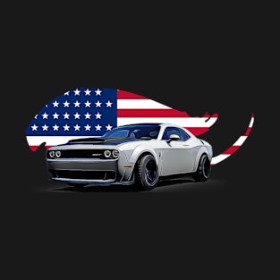 Challenger Grey USA Print T-Shirt