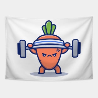 Cute Carrot Lifting Barbell Tapestry