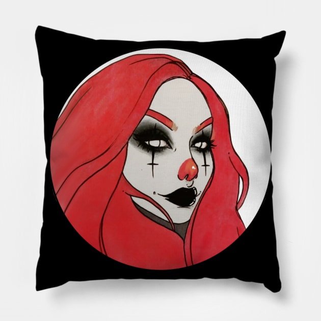 Cute clown babe Pillow by Lissacorinne