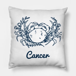 Cancer Zodiac Horoscope Crab with Flower Sign and Name Pillow