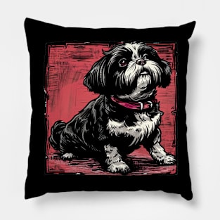 Retro Art Shih Tzu Dog Lover Pillow