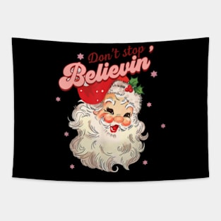 Don't Stop Believing Santa Christmas Vintage Retro Costume Tapestry