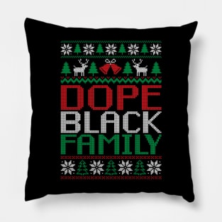 African American Ugly Christmas Sweater, Dope Black Family Pillow