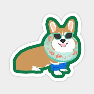 Swim Time Corgi Magnet