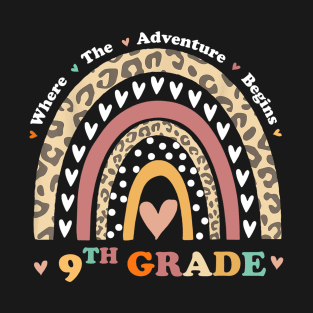 Back To School 9th Grade Where The Adventure Begins Rainbow T-Shirt