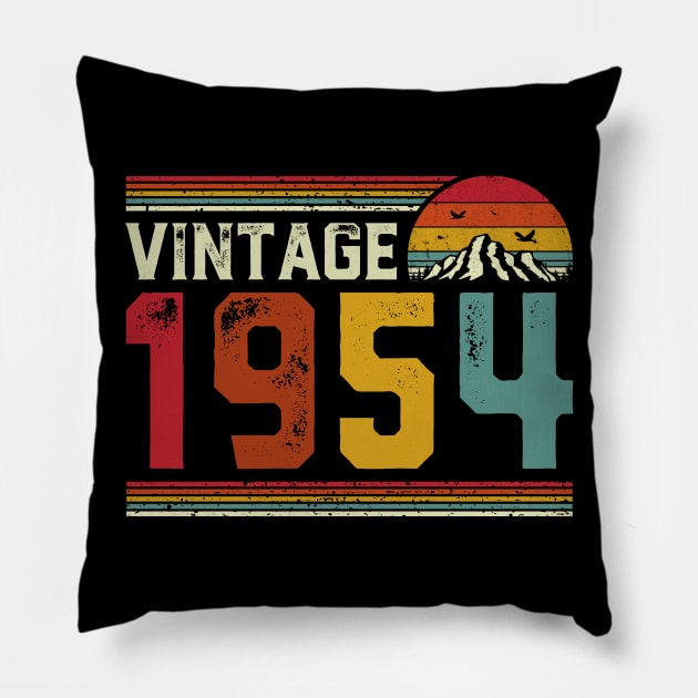 Vintage 1954 Birthday Gift Retro Style Pillow by Foatui