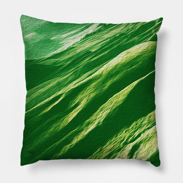 Tropical Green Mountains Oil Effects 5 Pillow by peachesinthewild