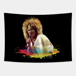 TINA TURNER WITH COLOR SPLASH PAINTING Tapestry