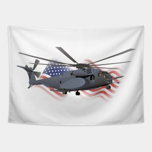 Patriotic Military MH-53 Helicopter Tapestry