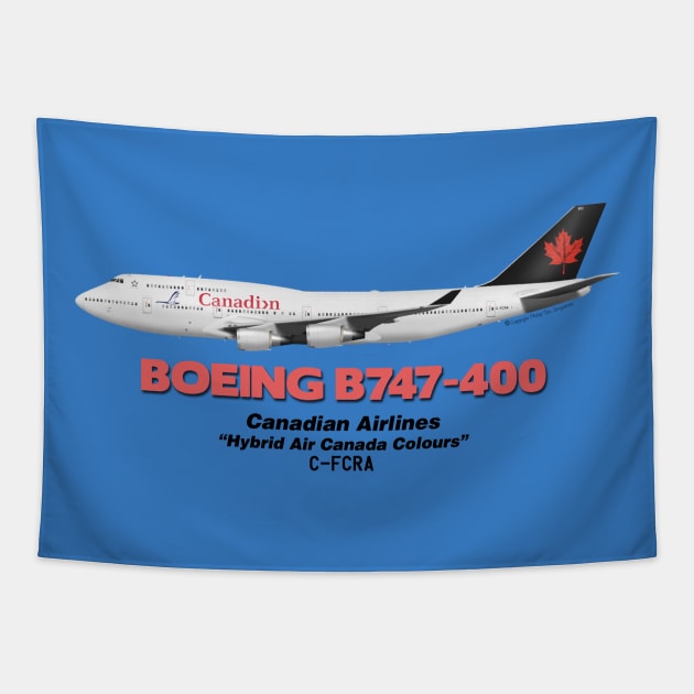 Boeing B747-400 - Canadian Airlines "Hybrid Air Canada Colours" Tapestry by TheArtofFlying
