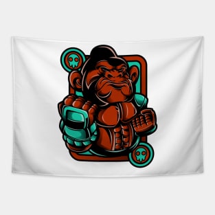 Kong Ape Gorilla Monkey Tan Teal Tapestry