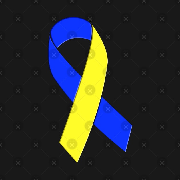 Down Syndrome Yellow and Blue Support Ribbon by A Down Syndrome Life