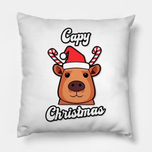 Capy Christmas Capybara Santa Reindeer Cute Humor Happy Chrismtas Pillow