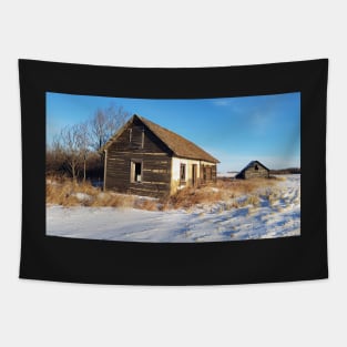 Abandoned farm houses in winter Tapestry