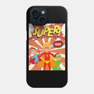 Super boys with OMG Comic book style Phone Case