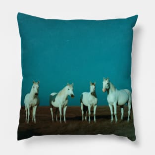 White Horses Blue Hour Pillow