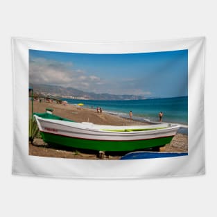 Fishing Boat Penoncillo Beach Torrox Costa Spain Tapestry