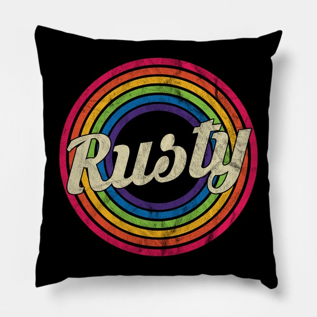 Rusty - Retro Rainbow Faded-Style Pillow by MaydenArt