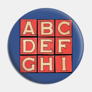 ABC Retro Typography Pin