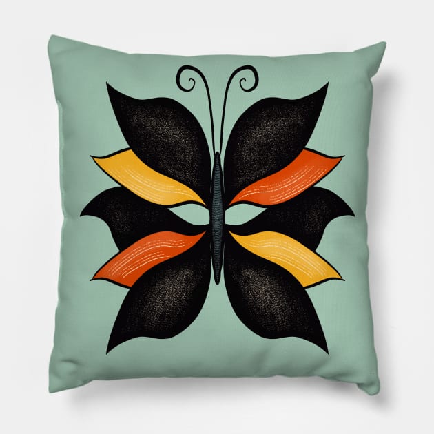 Beautiful Butterfly Weird Abstract Insect Pillow by Boriana Giormova