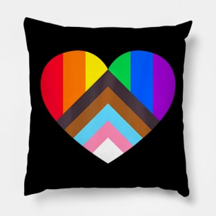Progress Pride Heart LGBTQ  Gay Lesbian Trans Pillow