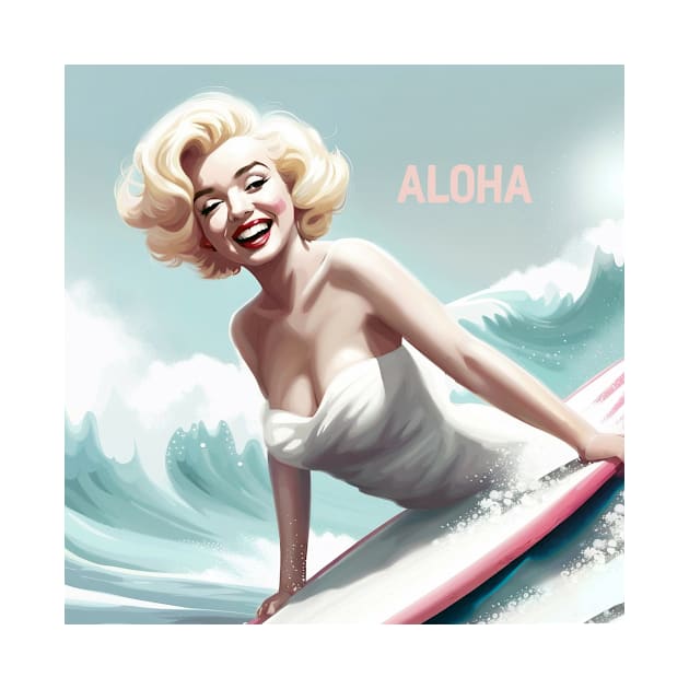 Marilyn Surfing by Kingrocker Clothing