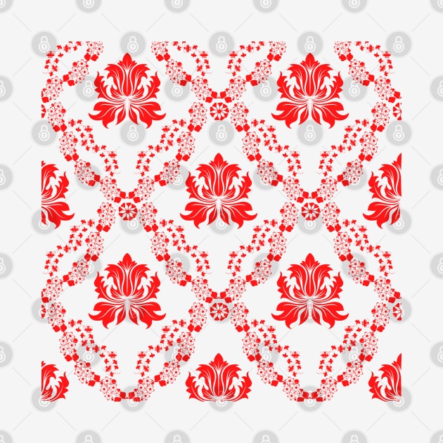 Red damask pattern by Flower Queen