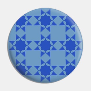 Cerulean French Star Patchwork Pattern Pin