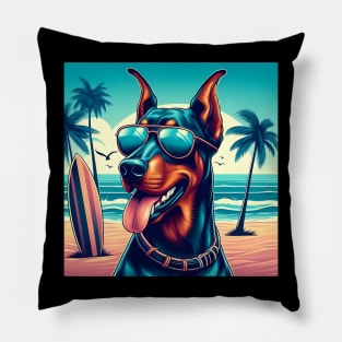 Funny Doberman with Sunglasses Pillow