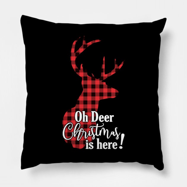 Oh Deer Christmas Is Here Pillow by TLSDesigns