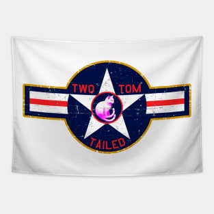 Two Tailed Tom - - Blue USAF - - Yellow Border - Grunge Style Tapestry