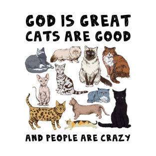 God Is Great Cats Are Good People Are Crazy T-Shirt