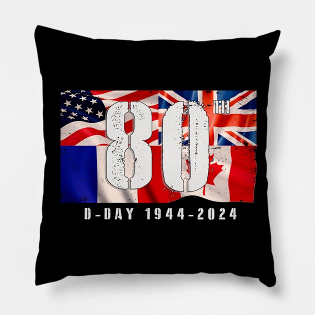 1944 D-Day 2024 80th Anniversary Normandy Pillow by Jose Luiz Filho