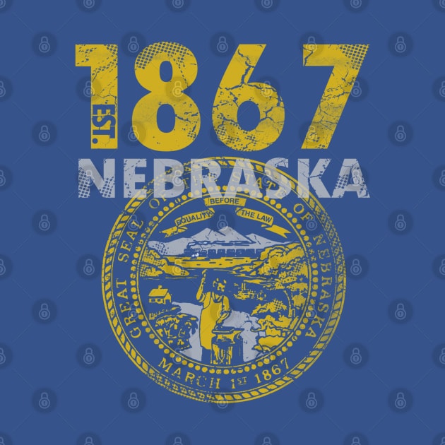 Nebraska Est 1867 State Vintage Home Love by E