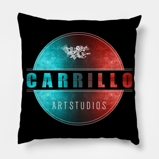 carrillo art studios logo blue and red Pillow by carrillo_art_studios