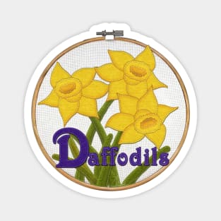 Daffodils Felt Look on Embroidery Hoop | Cherie's Art(c)2022 Magnet