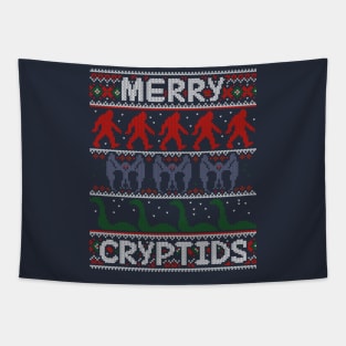 Merry Cryptids Ugly Sweater Tapestry