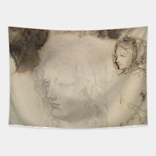 Sheet of Studies and Sketches by Edgar Degas Tapestry