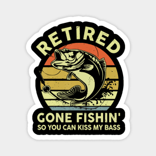 Mens Retired Gone Fishing Grandpa Retirement Funny Bass Dad Magnet