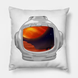 Space Helmet Red Planet Reflection Pillow