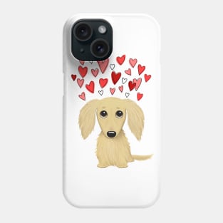 Cute Dog | Longhaired Cream Dachshund with Hearts Phone Case