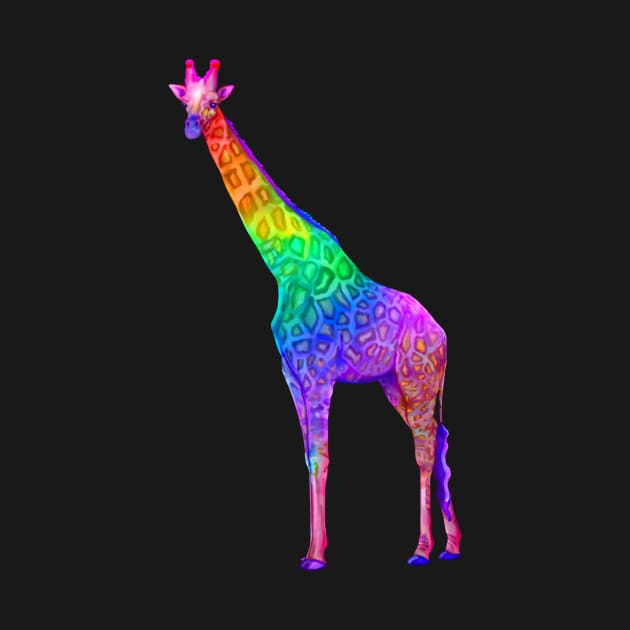 Psychedelic Rainbow Groovy Giraffe by Art by Deborah Camp