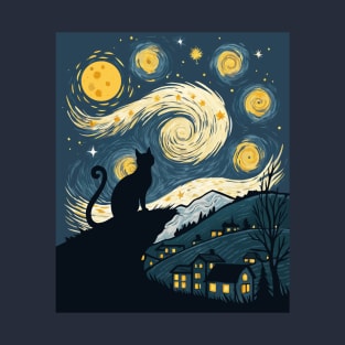 Van Gogh Cat T-Shirt
