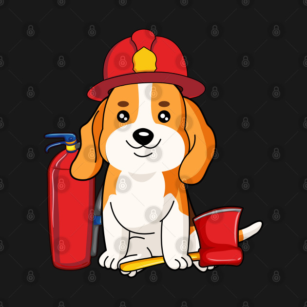 Discover Chibi Anime Beagle Dog Firefighter - Firefighters - T-Shirt