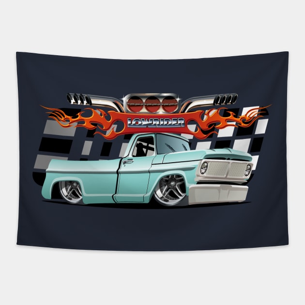 Cartoon car lowrider Tapestry by Mechanik