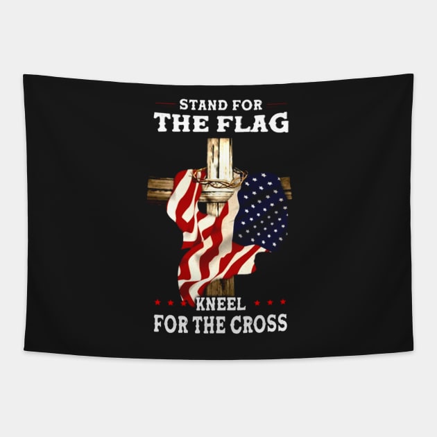 Stand For The Flag Kneel For The Cross Tapestry by ANGELA2-BRYANT