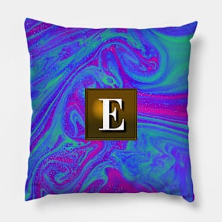 Vaporwave Monogram E | Acrylic Liquid Pour Art Pillow